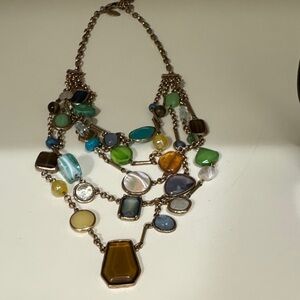 Chico's Gold Multicolor Stone Necklace